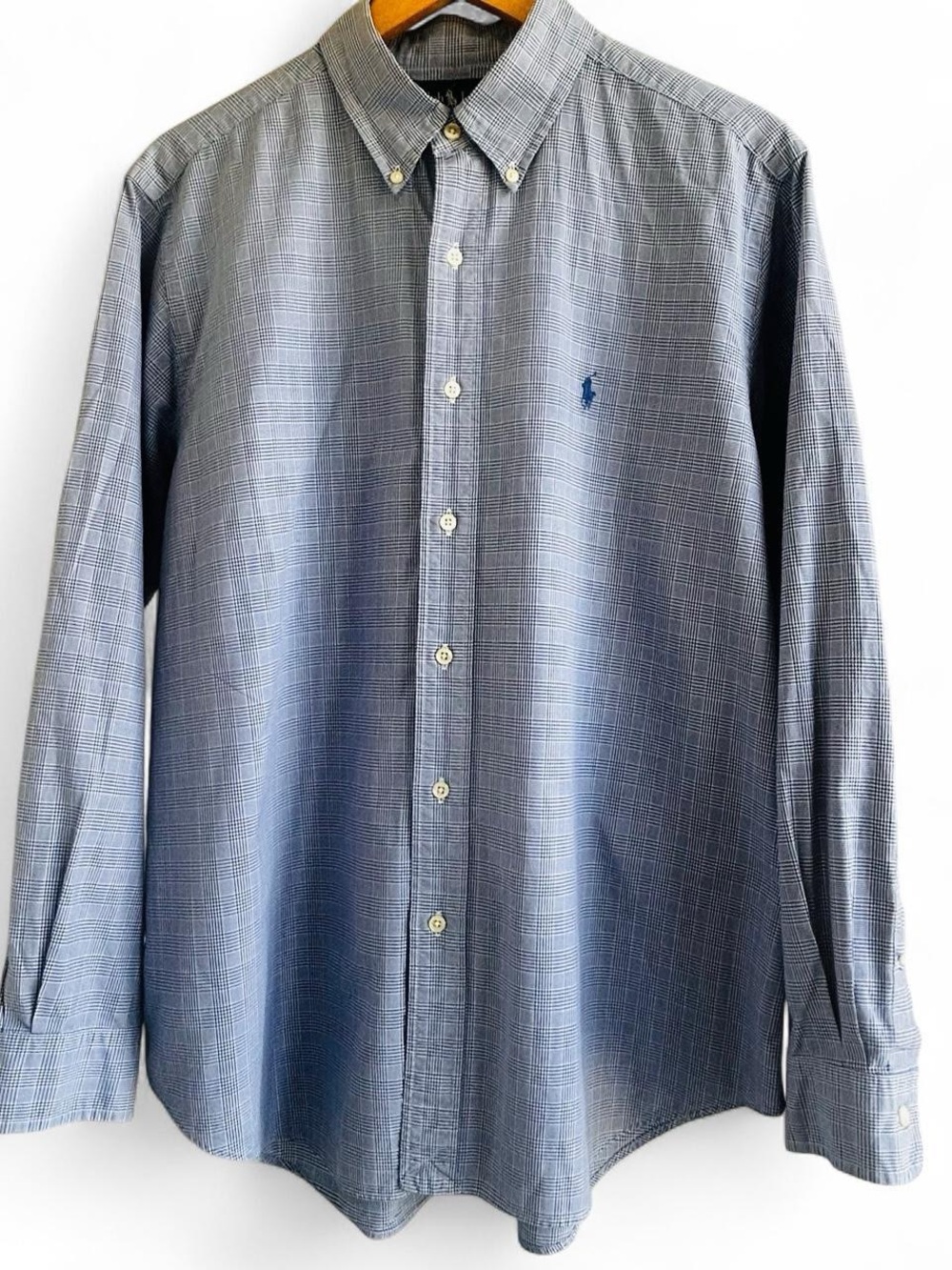 Ralph Lauren Blue Plaid Button-Down Dress Shirt